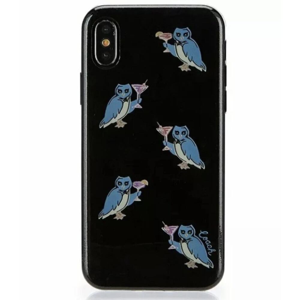 Coach‎ iPhone X & XS Glittery Black Case Owl Cocktail Party NWT